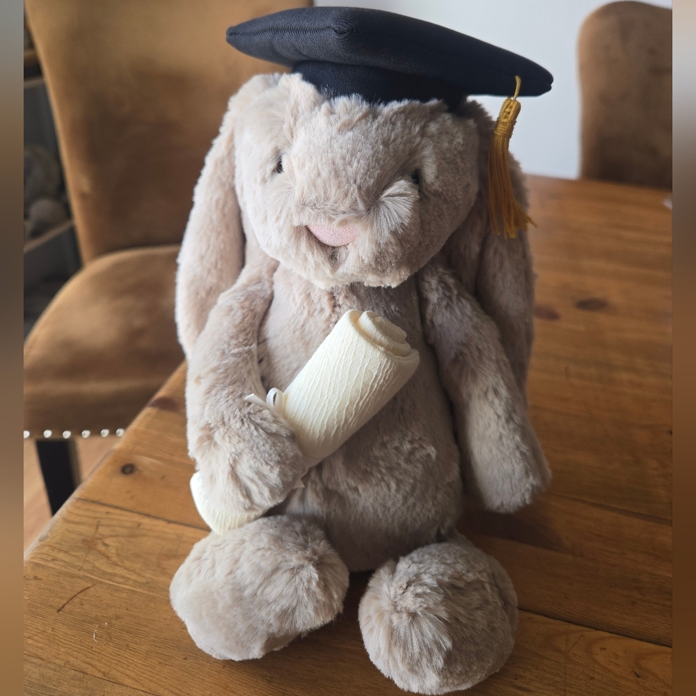 Jellycat Bashful Bunny Graduation Outfit 12.2x4.7x3.5" Soft Plush BNWT Authentic - Picture 5 of 9